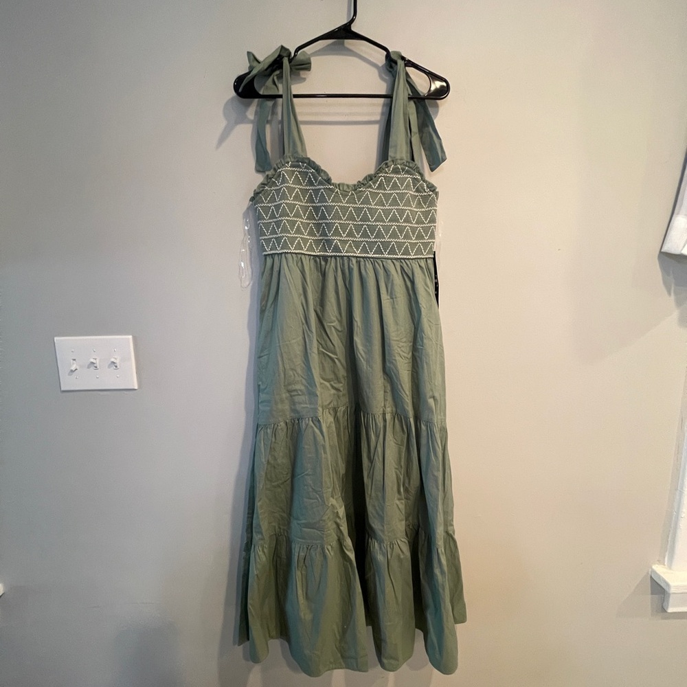 Trixxi Green Smocked Maxi Sundress